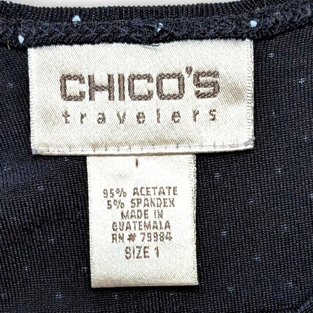 Chico's Dark Blue Black White Polka Dot Tank Top Size‎ 1 Sleeveless Blouse - Picture 7 of 8
